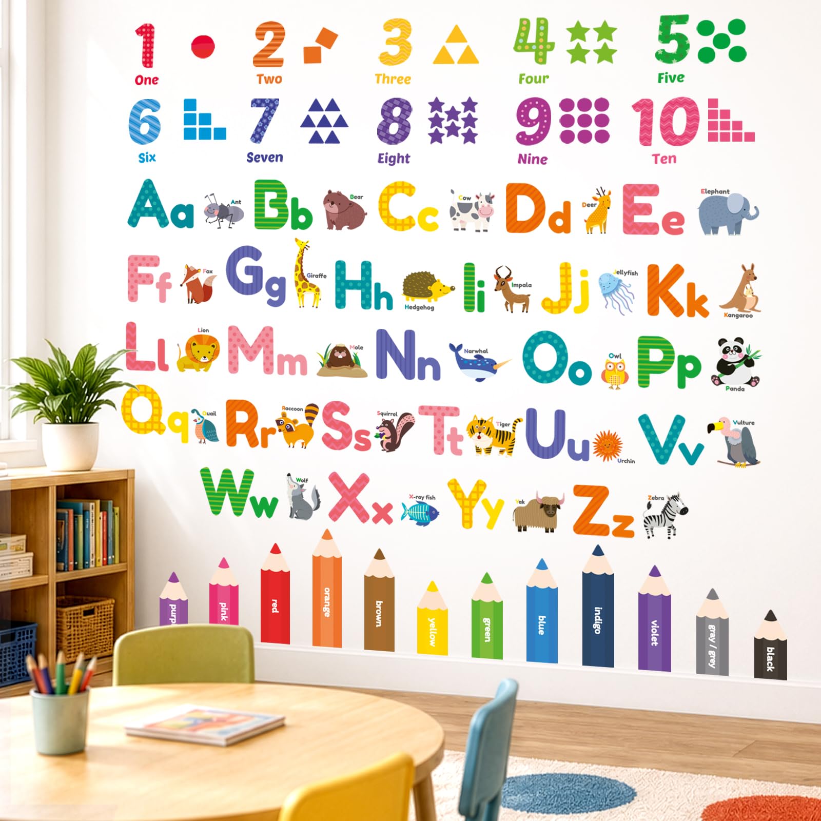 Amazon.com: DECOWALL DS8-1614 Colourful Animal Alphabet ABC Kids